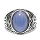 Nuevo Anillo de Plata de Ley 925 para hombre con piedra de ágata azul Natural, anillo Retro para parejas, conjunto de joyería de plata tailandesa, anillos para mujer - malaquita tienda 36