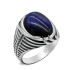 Anillo de Plata de Ley 925 para hombre con piedra de ojo de tigre azul Natural, joyería turca, anillo Punk de rayas simples para hombre, regalo de cumpleaños