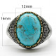 Nuevo Anillo de Plata de Ley 925 para hombres y mujeres, turquesa Natural, diseño de tendencia turca, estilo Punk, joyería de fiesta hecha a mano exquisita - malaquita tienda 36