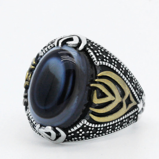Anillo Vintage para hombre con piedra de ágata, Plata de Ley 925, anillo de piedras preciosas naturales de mal de ojo, joyería preciosa para mujer, fiesta de boda - malaquita tienda 36