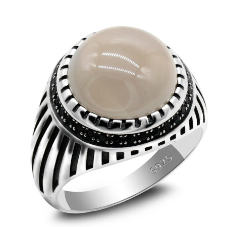 Anillo de plata de ley S925 para hombre, piedra de ágata Natural, conjunto de anillos de estilo Punk, conjunto de joyería, anillo hecho a mano de pavo Vintage para mujer