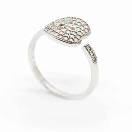 Anillo de mujer de plata 925 con circonita, malla en forma de corazón con apertura, diseño ajustable para mujer, joyería de boda, regalo fino Anillo de mujer de plata 925 con circonita, malla en forma de corazón con apertura, diseño ajustable para mujer, joyería de boda, regalo fino