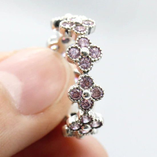 925 mujeres de plata esterlina anillo con Rosa CZ Daisy flor de cerezo estilo romántico las señoras de las mujeres de moda de la joyería - malaquita tienda 36