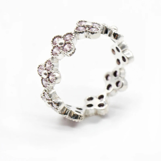925 mujeres de plata esterlina anillo con Rosa CZ Daisy flor de cerezo estilo romántico las señoras de las mujeres de moda de la joyería - malaquita tienda 36