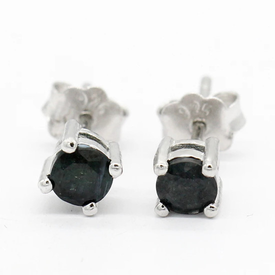 Pendientes de mujer de plata 925 con circonita negra chapada en forma redonda, pendientes de tuerca con empuje hacia atrás para mujer, regalo de joyería para el Día de San Valentín y boda - malaquita tienda 36