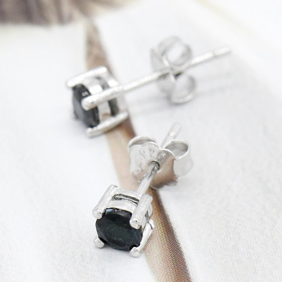 Pendientes de mujer de plata 925 con circonita negra chapada en forma redonda, pendientes de tuerca con empuje hacia atrás para mujer, regalo de joyería para el Día de San Valentín y boda - malaquita tienda 36