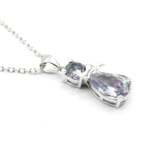 Collar con colgante para mujer, circonita de plata 925, gato transparente, estilo Punk brillante geométrico para mujer, regalos de joyería para boda y Navidad - malaquita tienda 36