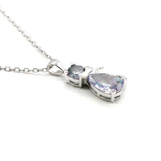 Collar con colgante para mujer, circonita de plata 925, gato transparente, estilo Punk brillante geométrico para mujer, regalos de joyería para boda y Navidad - malaquita tienda 36