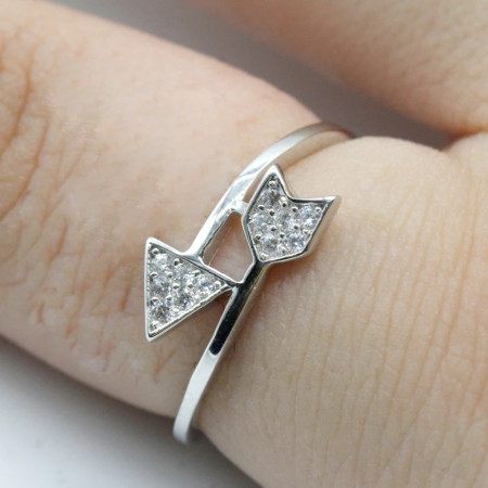 Anillo de plata Real 925 diseño de flecha Cupido anillo de joyería de circonio Vintage para mujer fiesta regalos de navidad