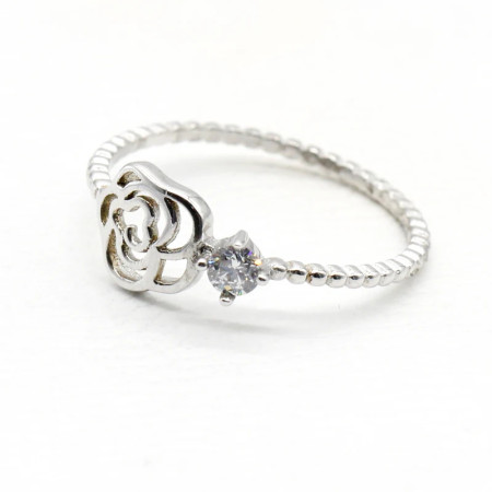 Anillos florales huecos de flor rosa de circón cúbico de Plata de Ley 925, anillos de estilo lindo para mujer, joyería de boda/fiesta Anillos florales huecos de flor rosa de circón cúbico de Plata de Ley 925, anillos de estilo lindo para mujer, joyería de boda/fiesta