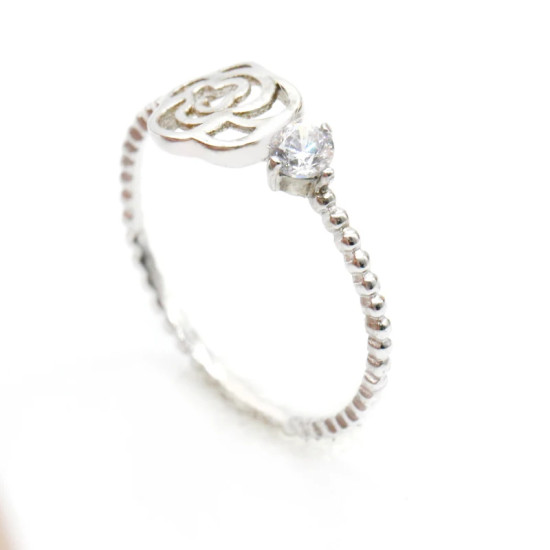 Anillos florales huecos de flor rosa de circón cúbico de Plata de Ley 925, anillos de estilo lindo para mujer, joyería de boda/fiesta - malaquita tienda 36