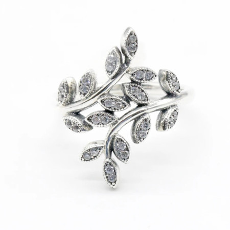 Anillo de plata de ley 925 con hojas brillantes y Zicron cúbico, anillo romántico para mujer y niña, alianzas de boda, joyería