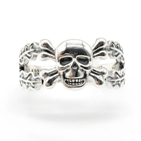 Anillo de Plata de Ley 925 para hombre y mujer, con doble hueso y hoja al lado, estilo gótico Punk, joyería de hip hop Rock para motorista Anillo de Plata de Ley 925 para hombre y mujer, con doble hueso y hoja al lado, estilo gótico Punk, joyería de hip hop Rock para motorista