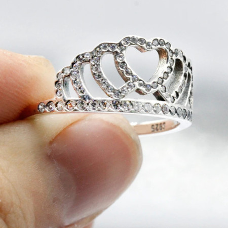 Anillo de plata 925 para mujer, corona hueca apilable en forma de corazón, circonita brillante, estilo bohemio geométrico para mujer, regalo de boda Anillo de plata 925 para mujer, corona hueca apilable en forma de corazón, circonita brillante, estilo bohemio geométrico para mujer, regalo de boda