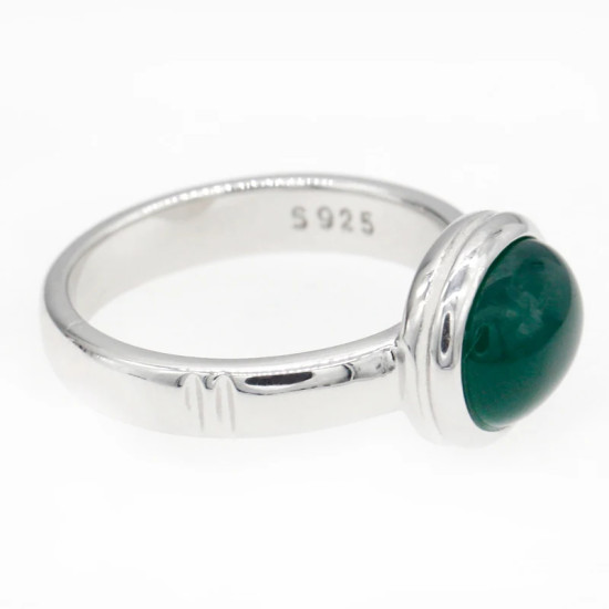 Anillo de Plata de Ley 925 para mujer, sortija de dedo con piedra multicolor ovalada, estilo clásico elegante, joyería de boda para fiesta - malaquita tienda 36