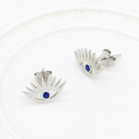 Pendientes tipo botón de plata fina 925, ojos hermosos, pendientes de circón AAA azul para mujer, joyería de boda, regalo del Día de San Valentín Pendientes tipo botón de plata fina 925, ojos hermosos, pendientes de circón AAA azul para mujer, joyería de boda, regalo del Día de San Valentín