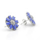 Pendientes tipo botón de plata fina 925, pendientes elegantes de circonita púrpura ovalados con flores para mujer, joyería de boda, regalo del Día de San Valentín - malaquita tienda 36