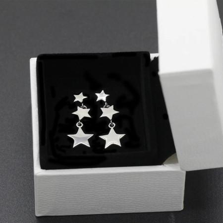 Pendientes de Estrellas de Plata de Ley 925 para mujer y niña, aretes de cinco estrellas, joyería Coreana de moda para mujer, regalo de San Valentín para boda Pendientes de Estrellas de Plata de Ley 925 para mujer y niña, aretes de cinco estrellas, joyería Coreana de moda para mujer, regalo de San Valentín para boda