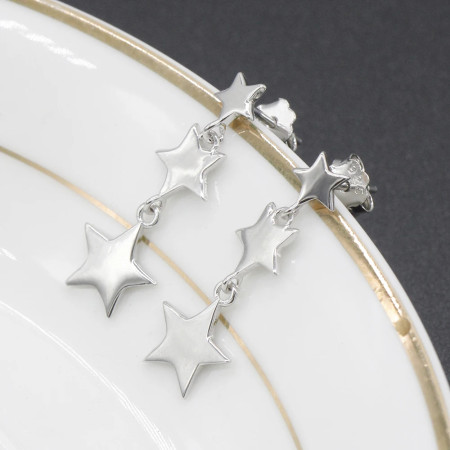 Pendientes de Estrellas de Plata de Ley 925 para mujer y niña, aretes de cinco estrellas, joyería Coreana de moda para mujer, regalo de San Valentín para boda Pendientes de Estrellas de Plata de Ley 925 para mujer y niña, aretes de cinco estrellas, joyería Coreana de moda para mujer, regalo de San Valentín para boda