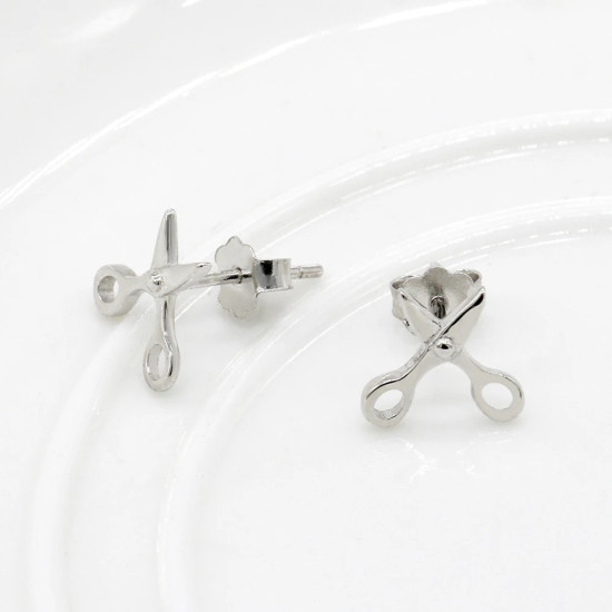 Pendientes Punk de Plata de Ley 925, pendientes simples de tijeras pequeñas, joyería de personalidad para mujeres y niñas, regalo único - malaquita tienda 36