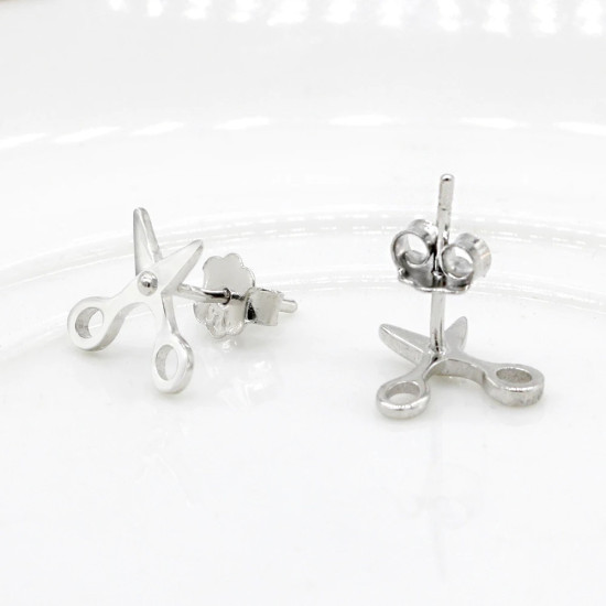 Pendientes Punk de Plata de Ley 925, pendientes simples de tijeras pequeñas, joyería de personalidad para mujeres y niñas, regalo único - malaquita tienda 36