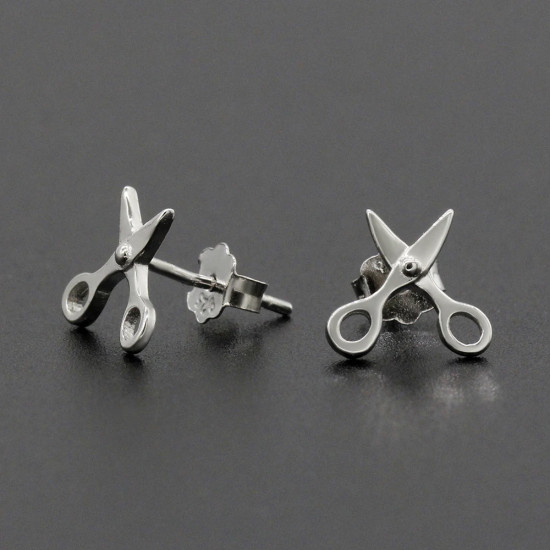 Pendientes Punk de Plata de Ley 925, pendientes simples de tijeras pequeñas, joyería de personalidad para mujeres y niñas, regalo único - malaquita tienda 36