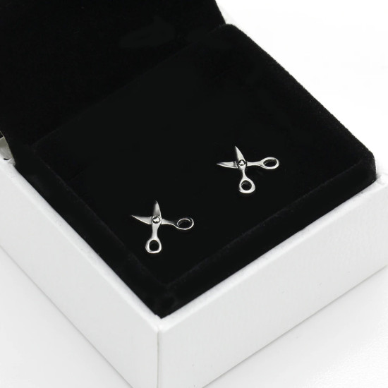 Pendientes Punk de Plata de Ley 925, pendientes simples de tijeras pequeñas, joyería de personalidad para mujeres y niñas, regalo único - malaquita tienda 36