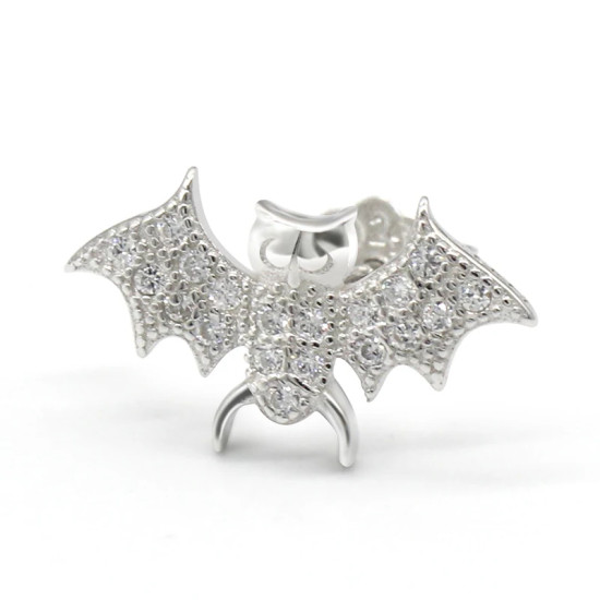 Pendientes de tuerca de Plata de Ley 925 para mujer y niña, joyería de Animal bonito, pequeño murciélago, CZ, regalo de San Valentín - malaquita tienda 36