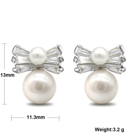 Pendientes de perlas de Plata de Ley 925 con circonita AAA para mujer, joyería de boda, regalo de San Valentín Pendientes de perlas de Plata de Ley 925 con circonita AAA para mujer, joyería de boda, regalo de San Valentín