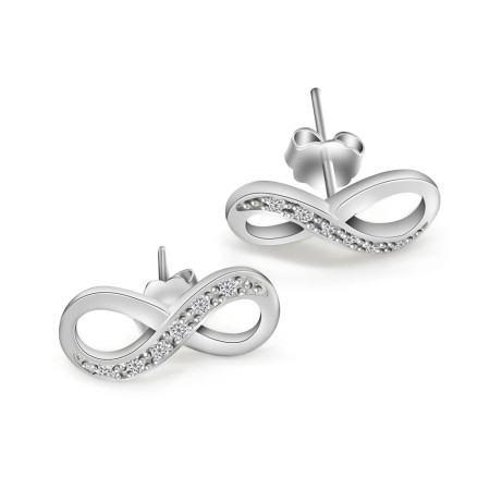 Pendientes de tuerca de plata esterlina 925 para mujer y niña, joyería bonita con número de la suerte 8, anillos de boda/Fiesta, joyería fina Pendientes de tuerca de plata esterlina 925 para mujer y niña, joyería bonita con número de la suerte 8, anillos de boda/Fiesta, joyería fina