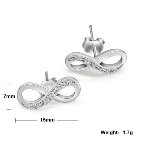 Pendientes de tuerca de plata esterlina 925 para mujer y niña, joyería bonita con número de la suerte 8, anillos de boda/Fiesta, joyería fina Pendientes de tuerca de plata esterlina 925 para mujer y niña, joyería bonita con número de la suerte 8, anillos de boda/Fiesta, joyería fina