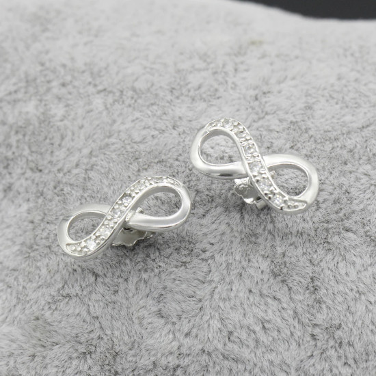 Pendientes de tuerca de plata esterlina 925 para mujer y niña, joyería bonita con número de la suerte 8, anillos de boda/Fiesta, joyería fina - malaquita tienda 36