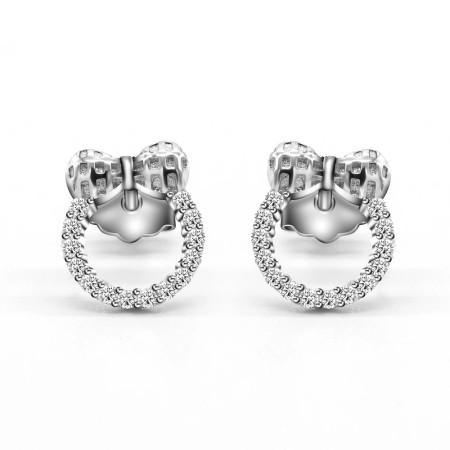 Pendientes tipo botón de plata fina 925 maciza, pendientes clásicos con lazo circular transparente CZ, joyería fina encantadora, regalo de Navidad para mujer Pendientes tipo botón de plata fina 925 maciza, pendientes clásicos con lazo circular transparente CZ, joyería fina encantadora, regalo de Navidad para mujer