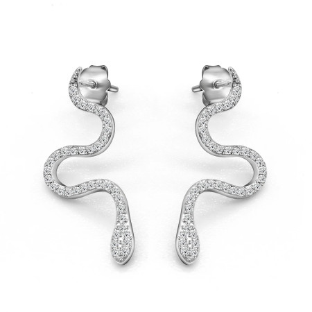 Pendientes de tuerca de plata esterlina 925 para mujer, aretes transparentes de serpiente giratoria, joyería especial de moda para mujer, regalo de fiesta para amantes Pendientes de tuerca de plata esterlina 925 para mujer, aretes transparentes de serpiente giratoria, joyería especial de moda para mujer, regalo de fiesta para amantes