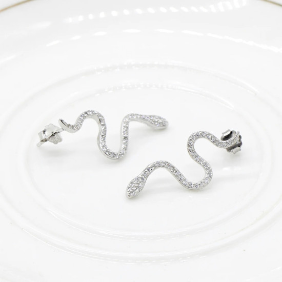 Pendientes de tuerca de plata esterlina 925 para mujer, aretes transparentes de serpiente giratoria, joyería especial de moda para mujer, regalo de fiesta para amantes - malaquita tienda 36