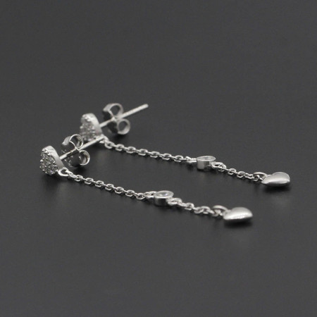 Pendientes de plata 925 con cadena de corazón, pendientes coreanos de moda, joyería para mujeres y niñas, regalo de boda para el Día de San Valentín Pendientes de plata 925 con cadena de corazón, pendientes coreanos de moda, joyería para mujeres y niñas, regalo de boda para el Día de San Valentín