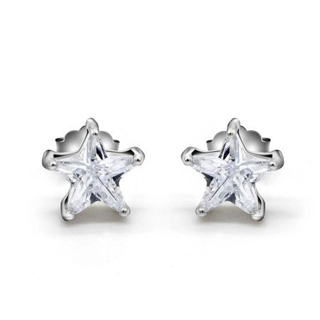 Pendientes de plata esterlina 925 para mujer, aretes de tuerca con diseño único de estrellas brillantes, joyería de moda para boda/fiesta Pendientes de plata esterlina 925 para mujer, aretes de tuerca con diseño único de estrellas brillantes, joyería de moda para boda/fiesta