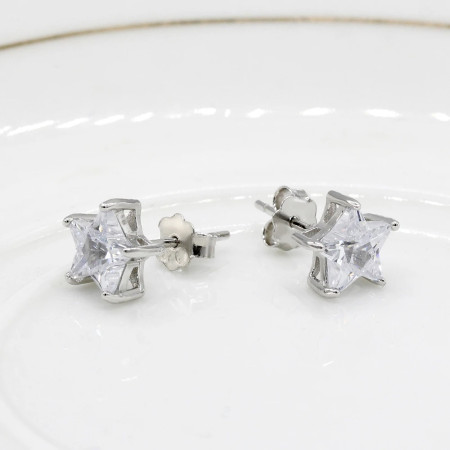 Pendientes de plata esterlina 925 para mujer, aretes de tuerca con diseño único de estrellas brillantes, joyería de moda para boda/fiesta Pendientes de plata esterlina 925 para mujer, aretes de tuerca con diseño único de estrellas brillantes, joyería de moda para boda/fiesta