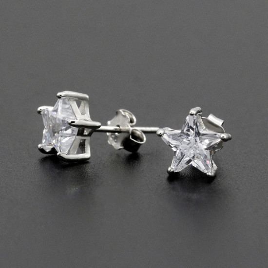 Pendientes de plata esterlina 925 para mujer, aretes de tuerca con diseño único de estrellas brillantes, joyería de moda para boda/fiesta - malaquita tienda 36