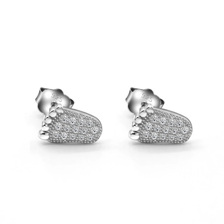 Pendientes tipo botón de plata fina 925, pendientes de circón con forma de pie pequeño para bebé, joyería de moda coreana para mujeres y niñas, bonito regalo Pendientes tipo botón de plata fina 925, pendientes de circón con forma de pie pequeño para bebé, joyería de moda coreana para mujeres y niñas, bonito regalo
