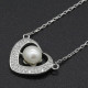 Collar con colgante de perlas de Plata de Ley 925, perla de agua dulce, corazón de amor, cadena CZ transparente, clásico para mujer, regalo de joyería de boda - malaquita tienda 36