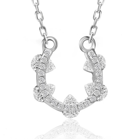 Collar con colgante de circón de Plata de Ley 925, collar de medio círculo con circonita transparente, cadena de estilo clásico para mujer, regalo de joyería de boda Collar con colgante de circón de Plata de Ley 925, collar de medio círculo con circonita transparente, cadena de estilo clásico para mujer, regalo de joyería de boda