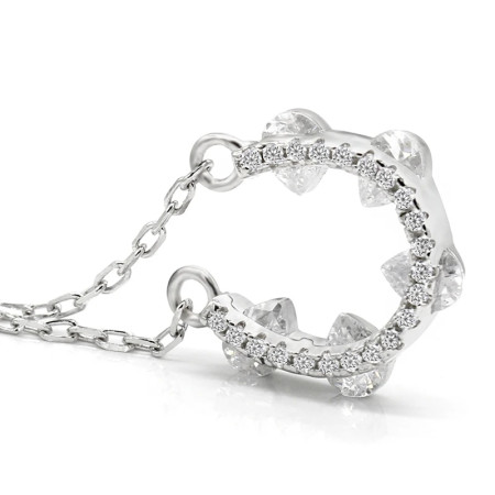 Collar con colgante de circón de Plata de Ley 925, collar de medio círculo con circonita transparente, cadena de estilo clásico para mujer, regalo de joyería de boda Collar con colgante de circón de Plata de Ley 925, collar de medio círculo con circonita transparente, cadena de estilo clásico para mujer, regalo de joyería de boda