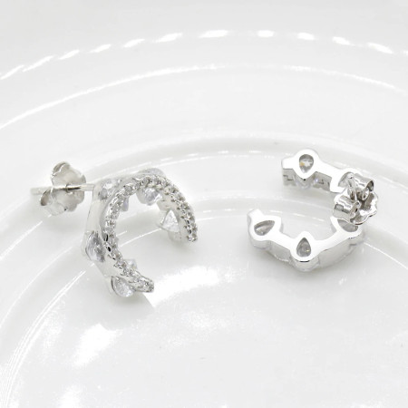 Pendientes de plata de ley 925 con forma de herradura con pendientes transparentes CZ para mujeres 2019 joyería de moda Pendientes de plata de ley 925 con forma de herradura con pendientes transparentes CZ para mujeres 2019 joyería de moda