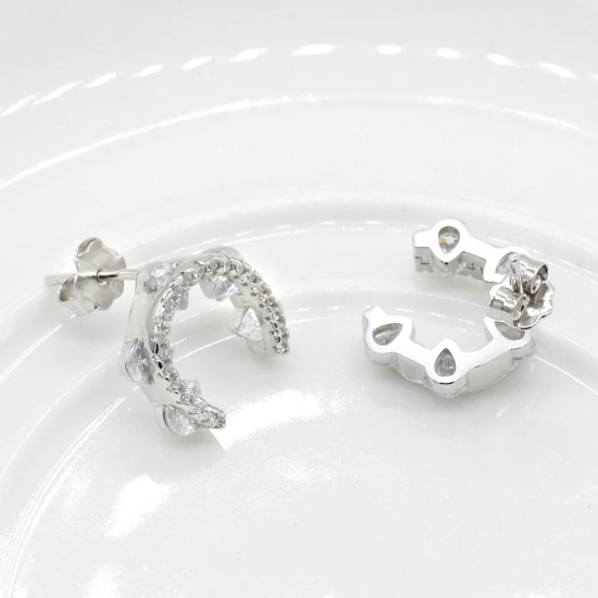 Pendientes de plata de ley 925 con forma de herradura con pendientes transparentes CZ para mujeres 2019 joyería de moda - malaquita tienda 36