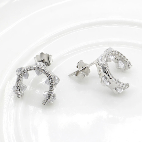 Pendientes de plata de ley 925 con forma de herradura con pendientes transparentes CZ para mujeres 2019 joyería de moda - malaquita tienda 36