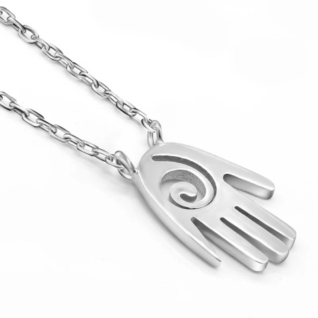 Collar con colgante de vórtice de Palma para mujer, de Plata de Ley 925, cadena de buena suerte, joyería de moda Collar con colgante de vórtice de Palma para mujer, de Plata de Ley 925, cadena de buena suerte, joyería de moda
