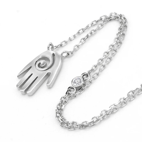 Collar con colgante de vórtice de Palma para mujer, de Plata de Ley 925, cadena de buena suerte, joyería de moda - malaquita tienda 36