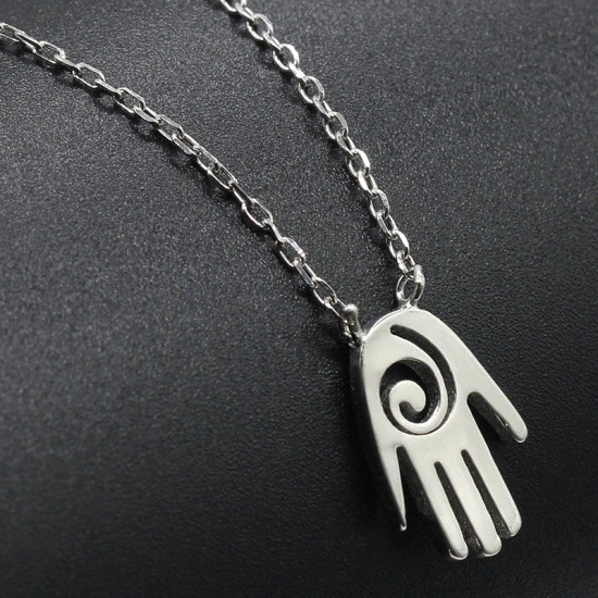 Collar con colgante de vórtice de Palma para mujer, de Plata de Ley 925, cadena de buena suerte, joyería de moda - malaquita tienda 36