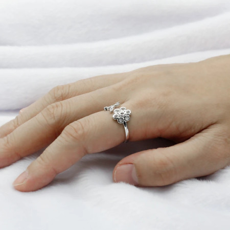 Anillos ajustables de moda novedosa, anillos de dedo de hojas y ramas de flores deseos para mujer, joyería de boda Anillos ajustables de moda novedosa, anillos de dedo de hojas y ramas de flores deseos para mujer, joyería de boda